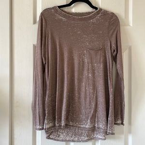 Chaser taupe burnout long sleeve tee with pocket